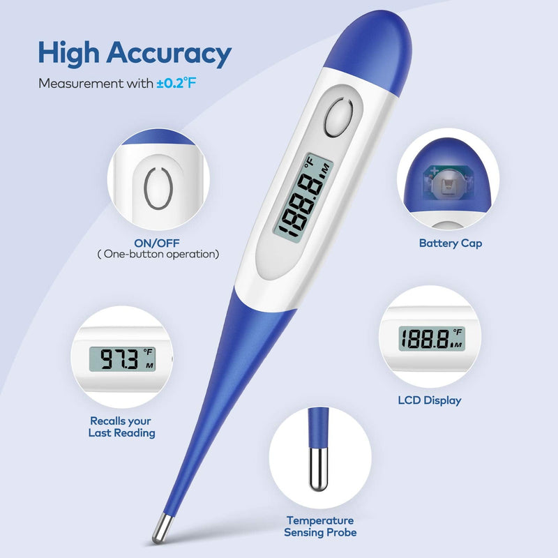 Thermometer for Adults, Digital Oral Thermometer for Fever with 10 Seconds Fast Reading Dark Blue - NewNest Australia