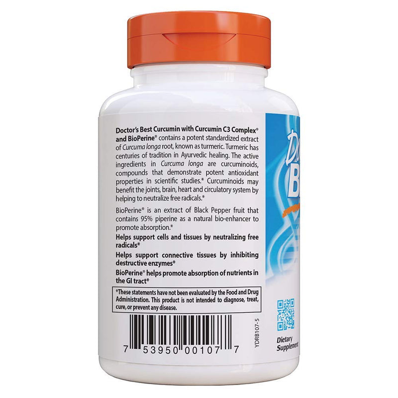 Doctor's Best DRB-00107 High Absorption Curcumin From Turmeric Root with C3 Complex & BioPerine 500mg (120 Capsules) - NewNest Australia