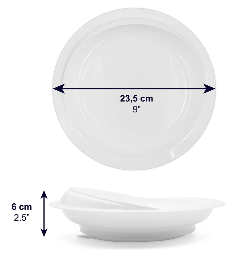 Kmina - Plate With High Rim For Disabled People (X2 Pieces), Bpa-Free Plate With Suction Cup For Adults, Non-Slip Plate With Food Aid, Plate With Rim Raising, Plate With Suction Cup For Older People - NewNest Australia
