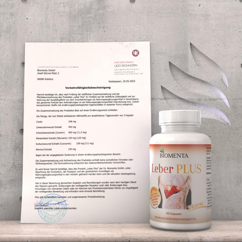 BIOMENTA Liver Plus - 90 high-dose liver capsules - with choline, milk thistle, artichokes, dandelion - vegan - premium quality - NewNest Australia