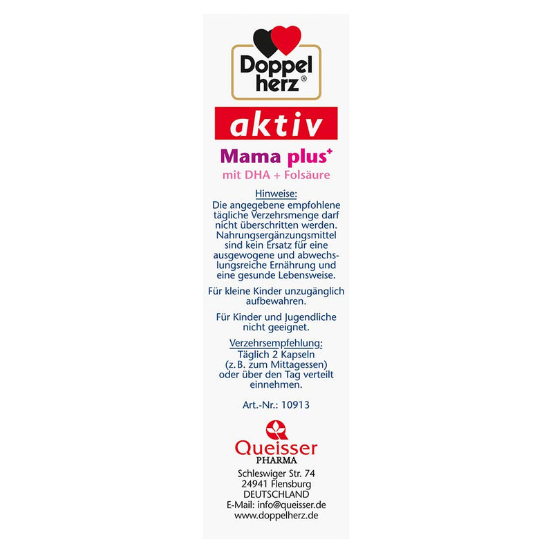 Doppelherz Mama plus with DHA + folic acid - important nutrients for women who want to have children, during pregnancy and while breastfeeding - 30 capsules 30 pieces (pack of 1) - NewNest Australia