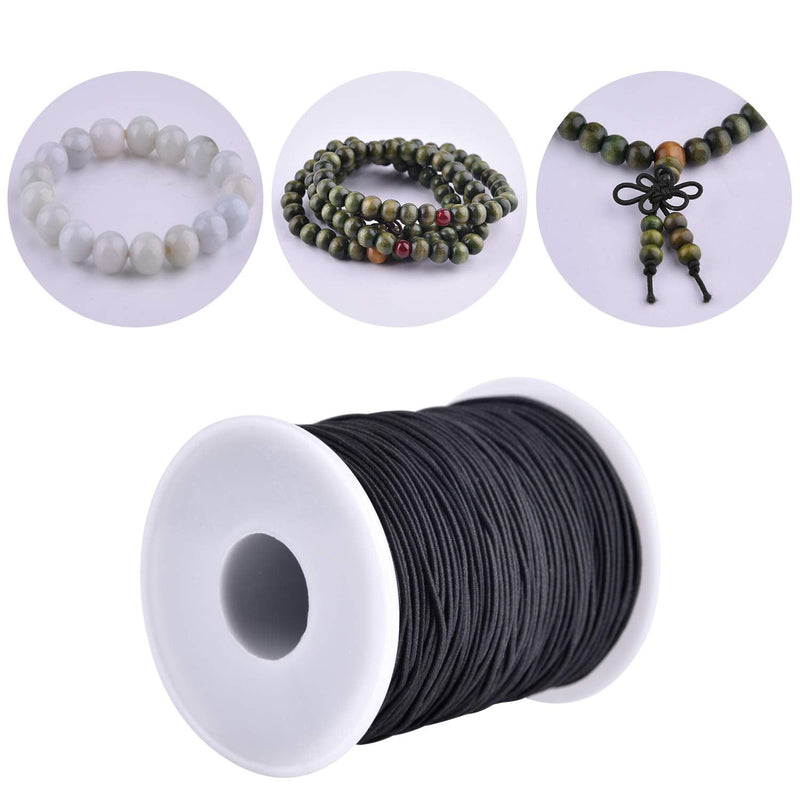 Zealor 2 Roll 1 mm Elastic String Cord Elastic Thread Beading String Cord for Jewelry Making Bracelets Beading 100 Meters/Roll (Black) Black - NewNest Australia