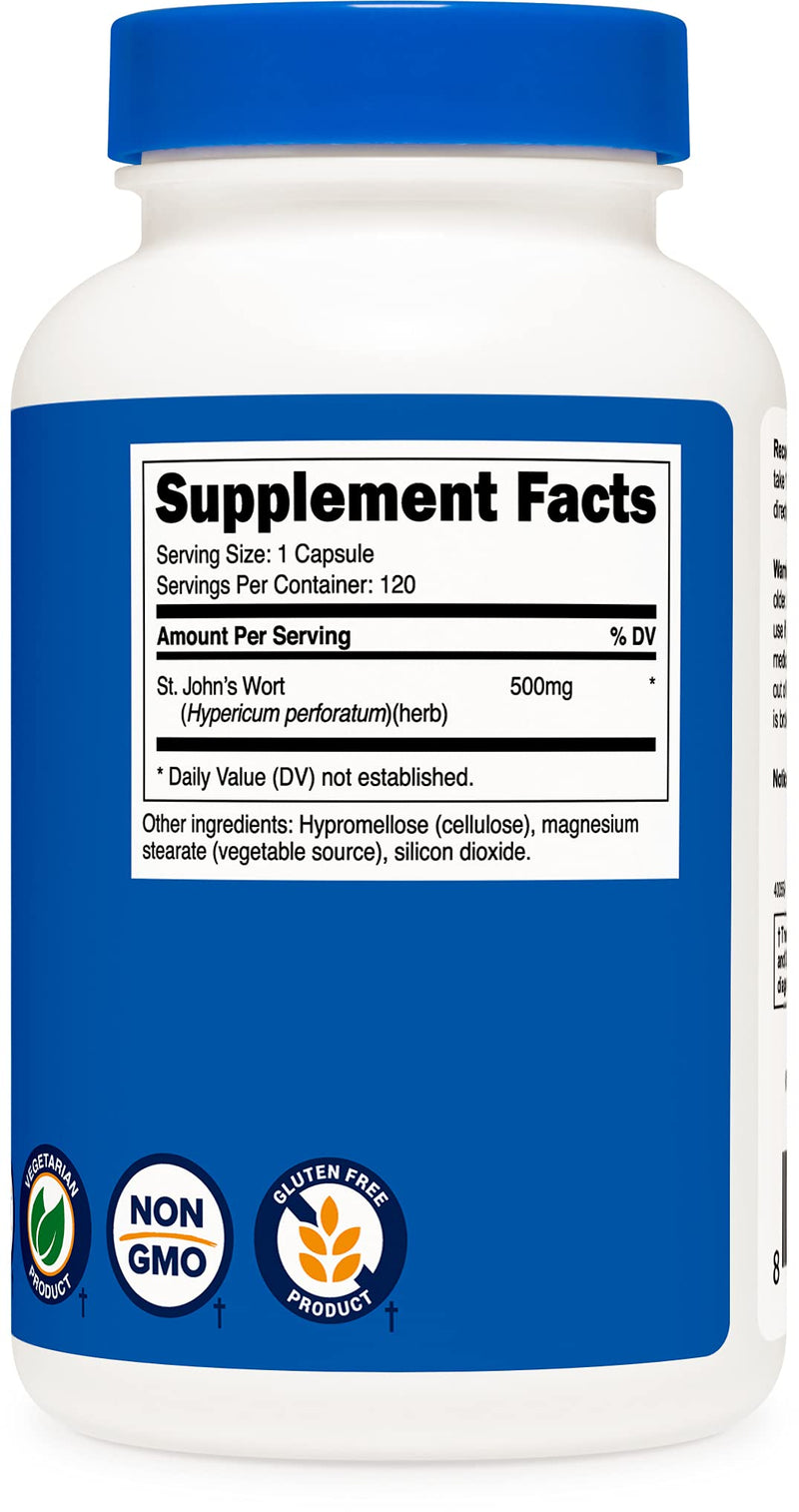 Nutricost St John’s Wort Capsules (500mg) 120 Capsules - Vegetarian, Gluten Free and Non-GMO - NewNest Australia