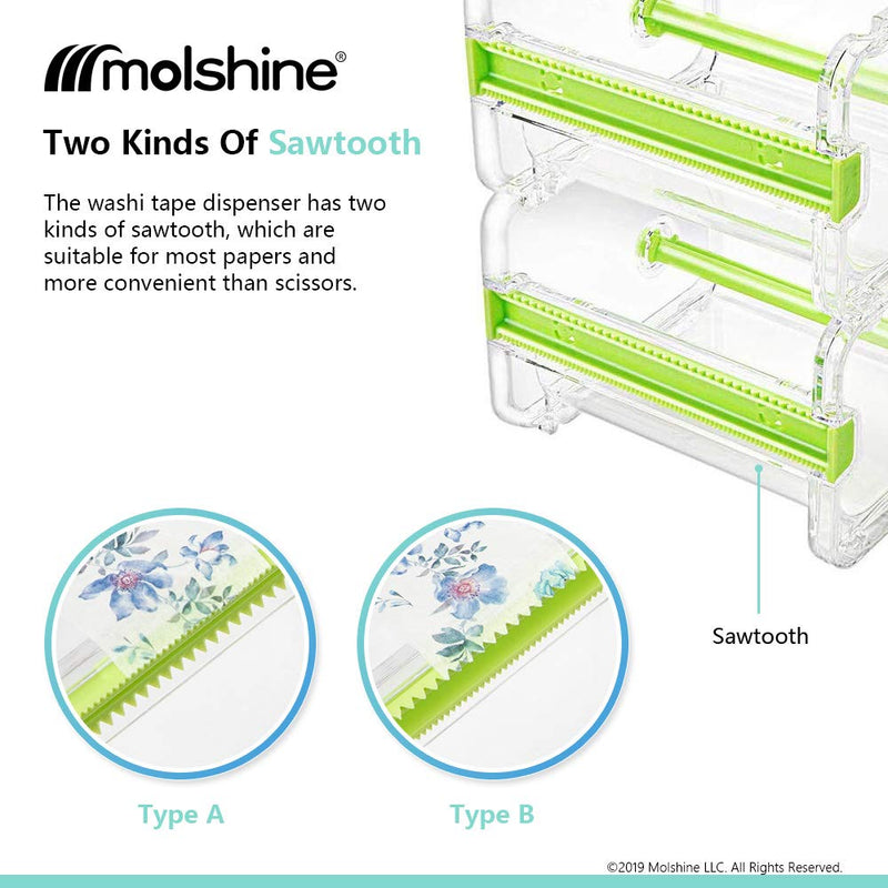 molshine 2 Pack Transparent Desktop Multi Washi Masking Tape Storage Dispenser,Tape Cutter,Tape Roll Holder (Not Include Masking Tape) (Beige) Beige - NewNest Australia