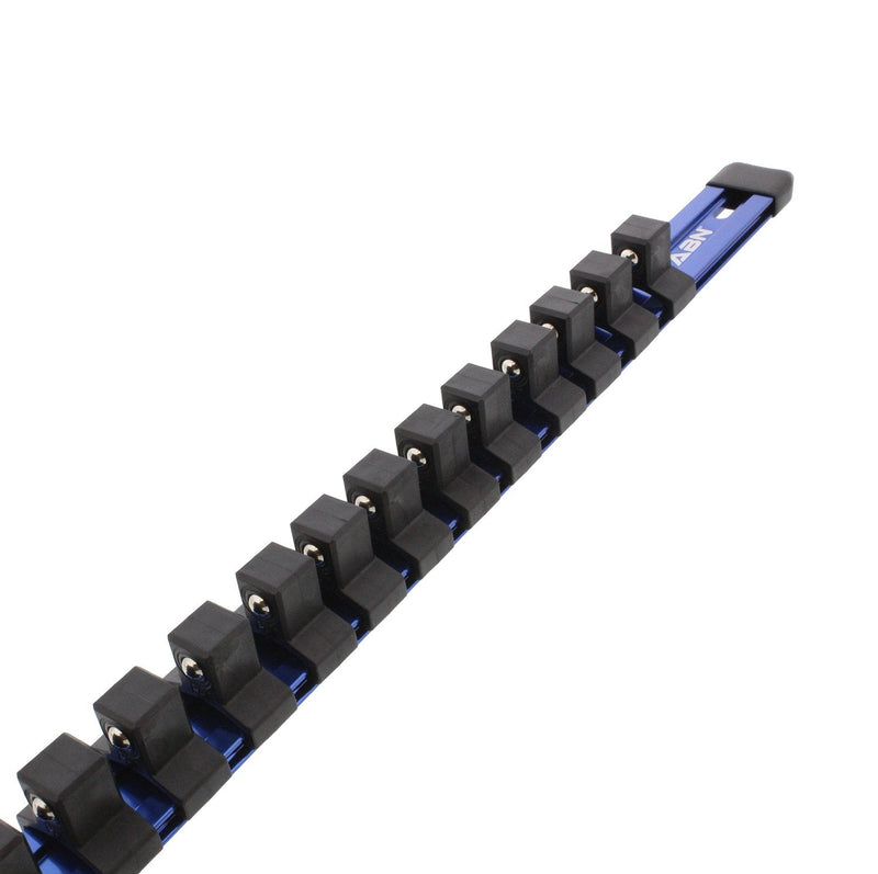 ABN Blue Aluminum SAE Standard 1/2in Drive Socket Holder – Socket Rail and Clips Tool Organizer 1/2 Inch - NewNest Australia