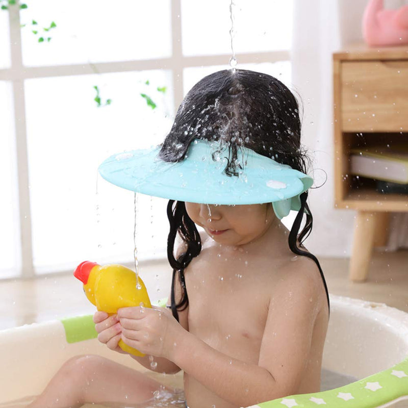 Baby Shampoo Shower Cap wash Bath Shield Visor Hat Adjustable Bathing tub Head Hair Rinser Protection Toddler and Kids (Blue) Blue - NewNest Australia