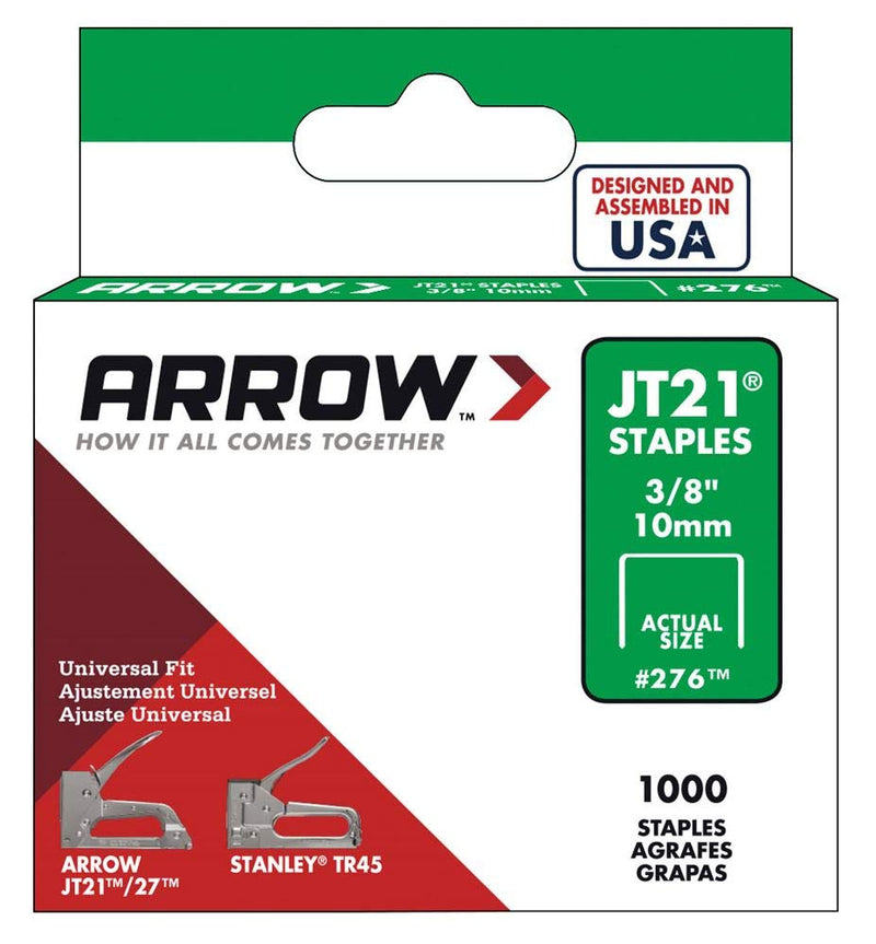 Arrow Fastener 276 Genuine JT21/T27 3/8-Inch Staples, 1,000-Pack 3/8 Inch - NewNest Australia