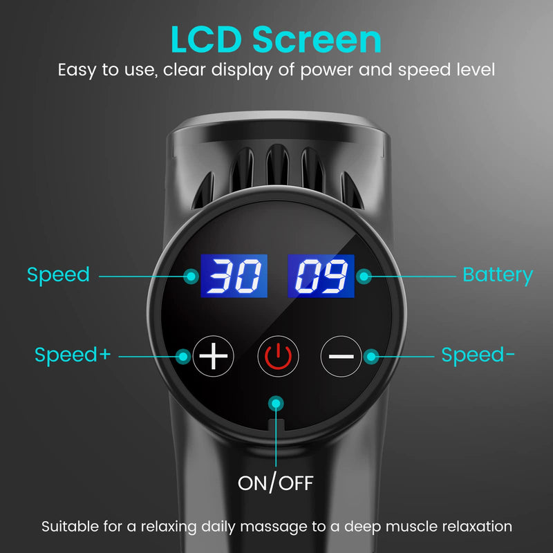Massage Gun, Muscle Massage Gun With 30 Tuned Intensity Levels, Muscle Massager With Lcd Display Touch Screen, Fascia Gun With 10 Massage Heads, 2500 Mah Electricity - NewNest Australia
