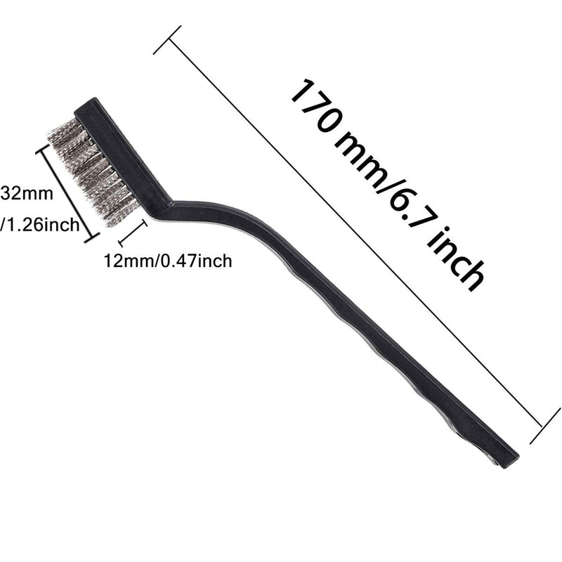 30PCS Mini Wire Brush Stainless Steel Brush,Curved Handle Masonry Brush Wire Bristle for Cleaning Welding Slag and Rust (Silver) Silver - NewNest Australia