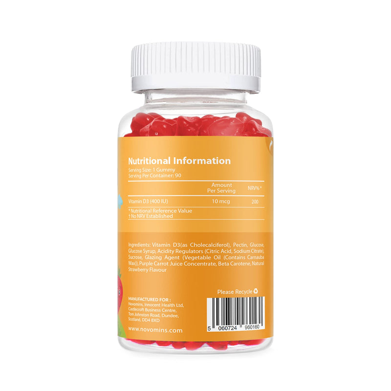 Kids Vitamin D - 3 Month Supply - Kids Vitamins – Vitamin D Gummies – 90 Chewable Kids Vitamin D - Vegetarian - Gluten Free – Childrens Vitamin D – Kids Vitamin D by Novomins - NewNest Australia