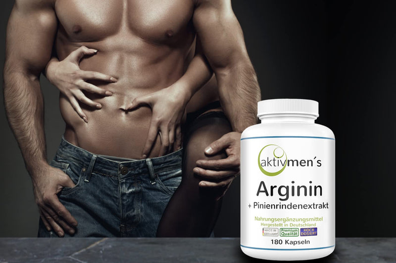 Aktivmen'S Arginine Plus Pine Bark Extract, High Dose, 180 Capsules, For Strong And Active Men, L-Arginine Base + Pinaster Extract, 1 Tin (1 X 135 G), 100.00% Vegan + Tested By Experts - NewNest Australia