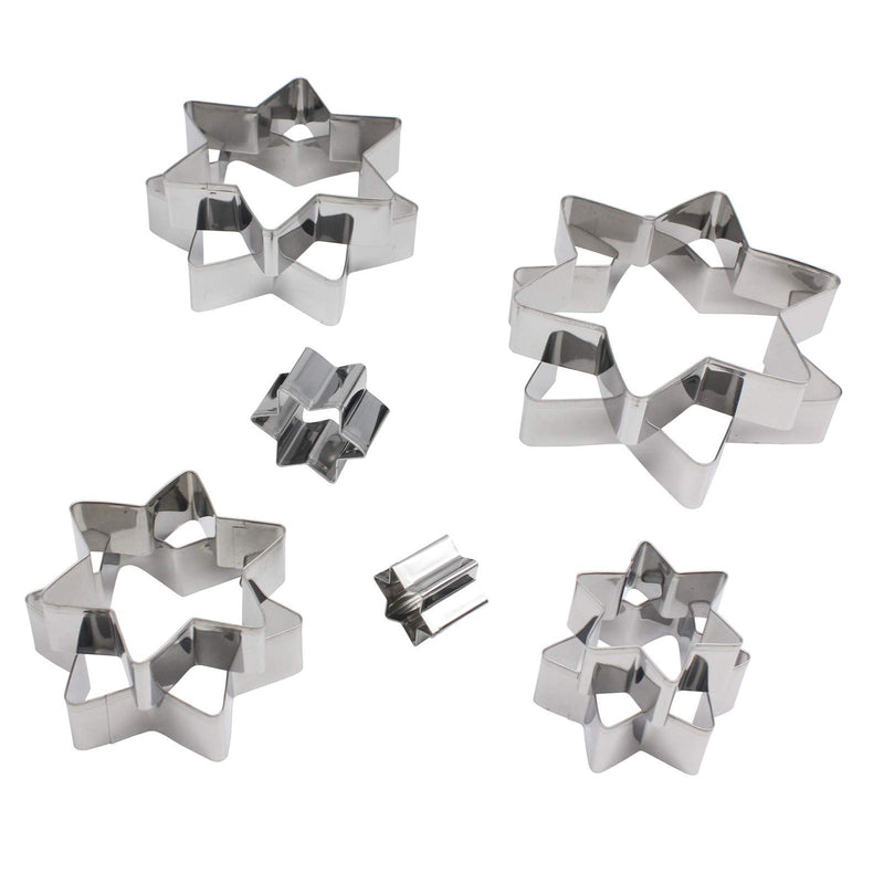 NewNest Australia - Mziart Star Cookie Cutter Set, 10 Piece Assorted Sizes Star Cookie Molds, Stainless Steel Metal Six-pointed Star Shapes Biscuit Molds Fondant Cake Cutter 