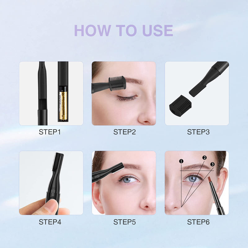 TOUCHBeauty Eyebrow Trimmer Electric Correction Trimmer Wireless for Women, Eyebrow Razor Eyebrow Trimmer Precision Trimmer with Guide Comb, Battery Operated, Black AG-815B - NewNest Australia