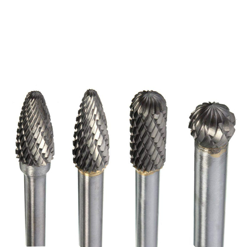 Yakamoz Set of 4Pcs 5.9-Inch Long Tungsten Steel Solid Carbide Rotary Burrs Set with 6mm Shank Fits Rotary Tool for Woodworking Drilling Carving Engraving - NewNest Australia