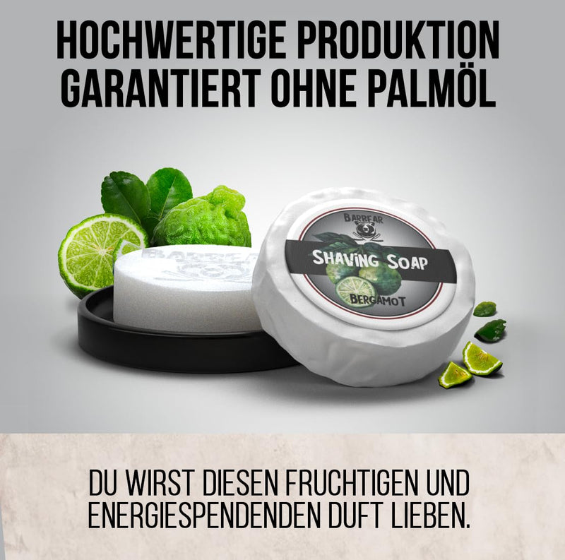 Barbear | Shaving soap de luxe | 100g Jumbo Size | Vegan shaving cream alternative | Handmade in soap factory | Power formula for dense shaving foam (Bergamot) Bergamot - NewNest Australia
