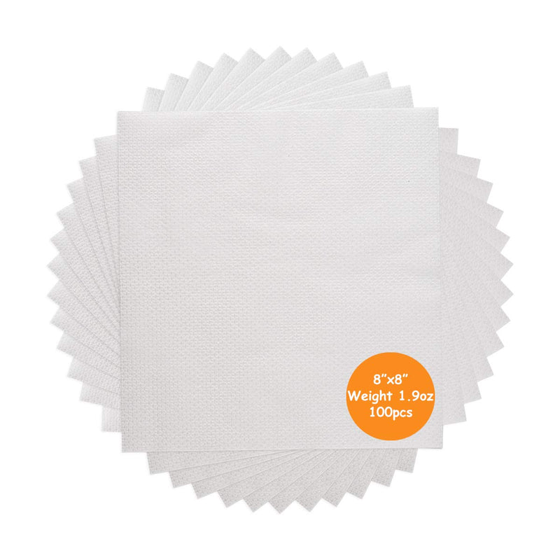 Simthread No Show Mesh (Invisible) Cut Away Embroidery Stabilizer Backing Interlining - Weight 1.9 Ounces 8" x 8" 100pcs/pack - Precut Sheets for 4x4 and 6x6 Machine Embroidery Hoops 8"x8" 100pcs - NewNest Australia