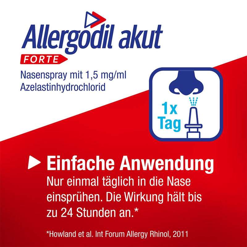 Allergodil Akut Forte nasal spray double pack: Azelastine spray for hay fever & non-seasonal allergic rhinitis, 1.5 mg / 1 ml solution, 2 x 10 ml + tissue pack 1.5 mg 10 ml (pack of 2) - NewNest Australia