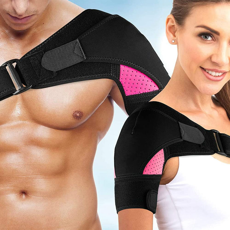 Tofbs Shoulder Brace For Women Men Adjustable Double Support On Shoulder Joint Helps Stability Shoulder Pain Relief For Tendonitis Fits Both Left Or Right (Pink) - NewNest Australia