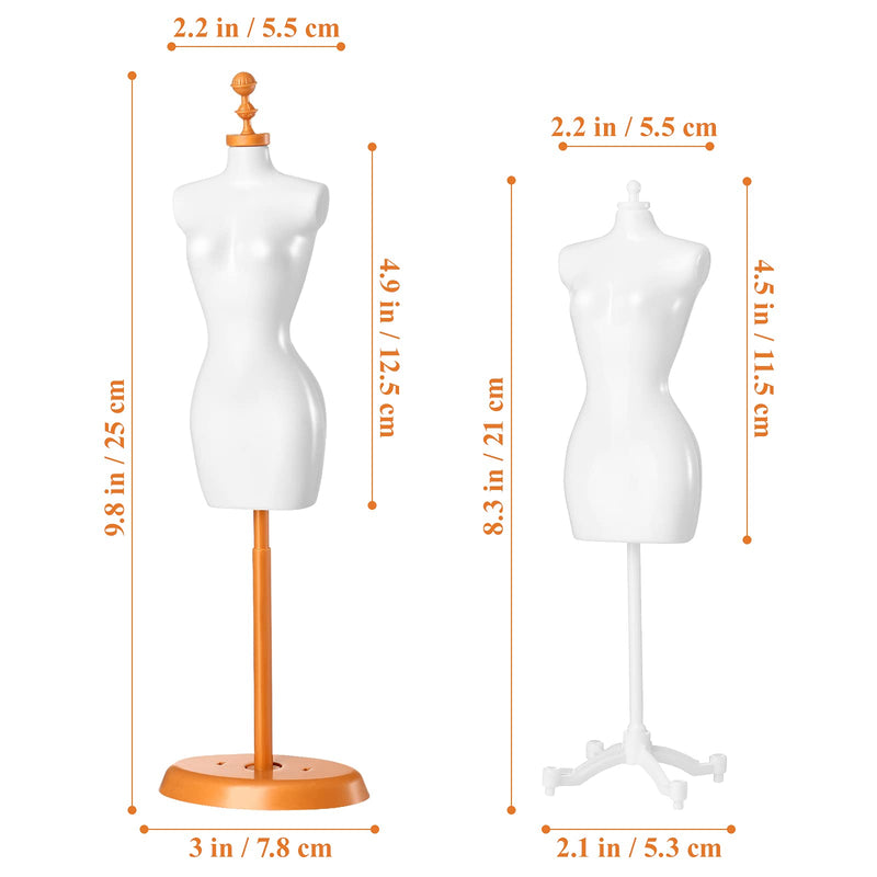 Mini Size Female Mannequin Torso, 4Pcs Mini Doll Dress Form Manikin Body with Base Stand for Sewing Dressmakers Dress Jewelry Display, Black&White, 25x7.5cm/9.82x2.95inch, (Mixed Style) - NewNest Australia