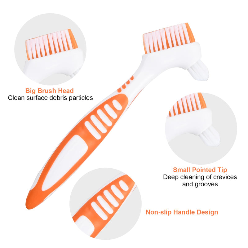 Pack of 4 toothbrushes, false teeth brush, toothbrush, denture toothbrushes cleaning brush, denture brush with soft bristles, double-head toothbrushes for cleaning artificial teeth - NewNest Australia