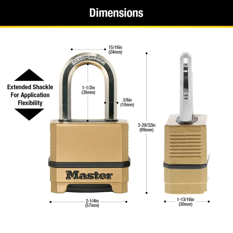 Master Lock M175XDLF Heavy Duty Outdoor Combination Lock, 1-1/2 in. Shackle, Brass Finish - NewNest Australia