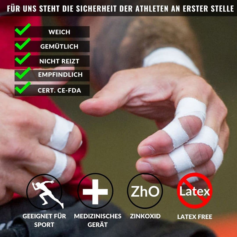 Take Sport Sports Tape, Sports Bandages, Finger Tape, Physio Tape, Sports Tape, Sports Bandages, Crossfit, Bandages Boxing, 2.5 X 10 M, 100% Cotton, Zig Zag Edge, Non-Elastic, White (12) - NewNest Australia