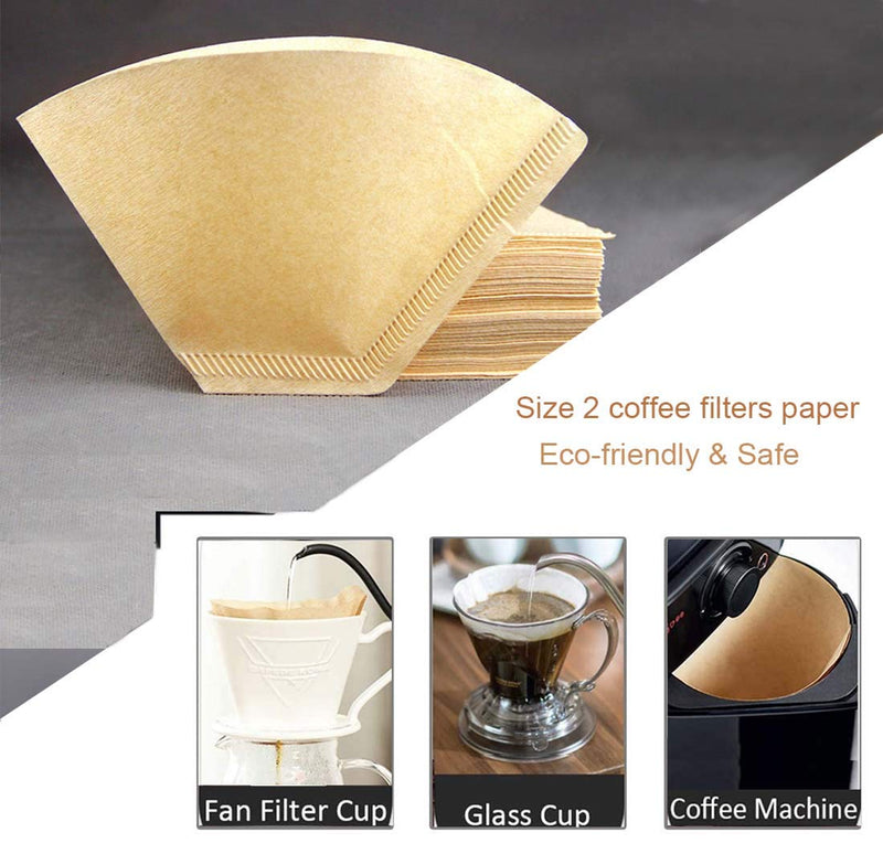 Coffee Filter Papers, 100 Coffee Filter Size 2, Unbleached Coffee Maker Filter Paper for Coffee Maker Machine/Coffee Dripper Cones - NewNest Australia