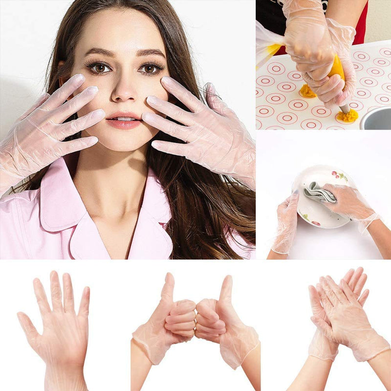 BOX OF 100 Strong Quality CLEAR Vinyl Powder Free LARGE Gloves | Latex Free Food Safe | Medical Examination Gloves | Ambidextrous PERFECT for Everyday Use AQL 1.5 EN455 CLASS 1 - NewNest Australia