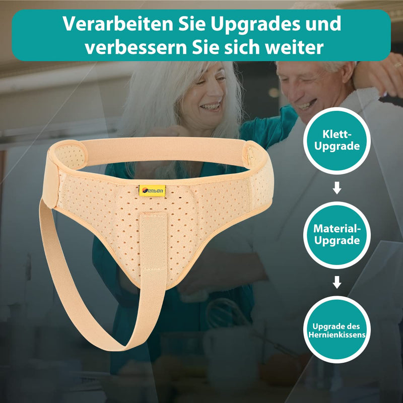 Tenbon Hernia Belt for Men, Inguinal Hernia Support, Medical Hernia Protection, Groin Brace for Single Sports Hernias, Adjustable Waist Belt with Removable (Beige, L) Beige - NewNest Australia