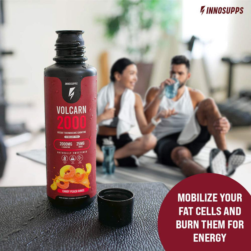 InnoSupps Volcarn 2000 - Liquid L-Carnitine, Boost Energy, Caffeine Free, No Artificial Sweeteners, 32 Servings (Candy Peach Rings) Candy Peach Rings - NewNest Australia