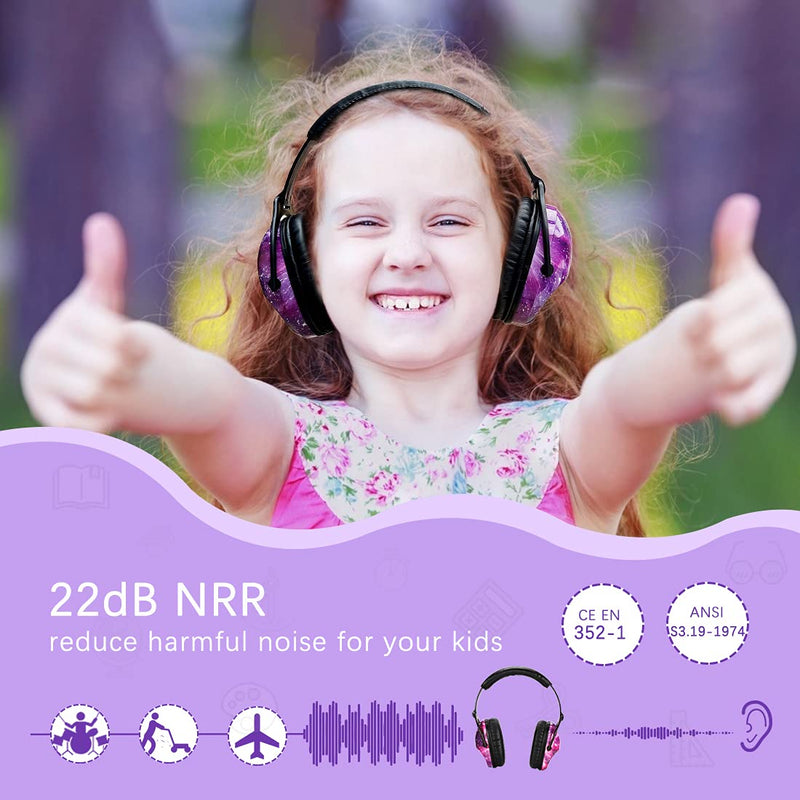 ZOHAN EM030 Kids Ear Protection Safety Ear Muffs, [Upgraded] Hearing Protectors for Children Have Sensory Issues, Adjustable Noise Reduction Earmuffs for Concerts, Fireworks, Air Shows - Nebula Print - NewNest Australia