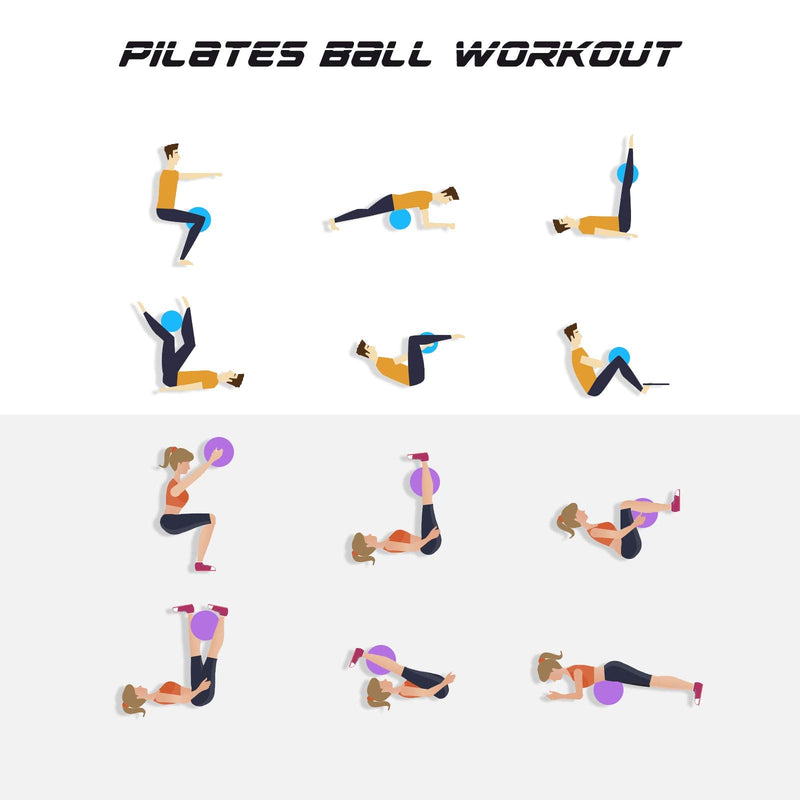 Cikyner Soft Pilates Ball, 23-25 cm Small Exercise Ball with Inflatable Straw, for Pilates, Yoga, Full Body Workout, Improve Balance at Home in the Gym and Office Blue - NewNest Australia