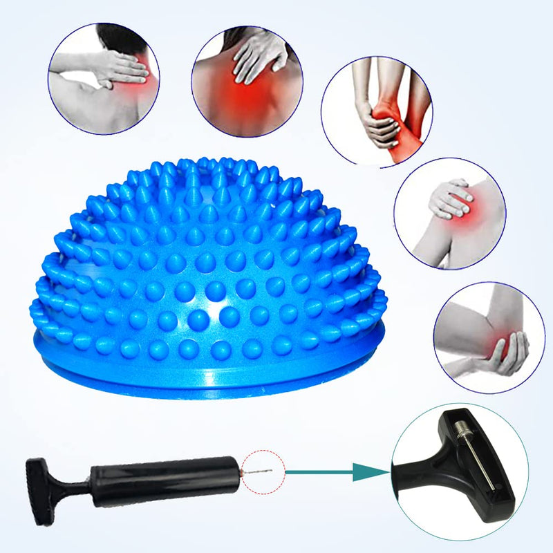 2PCS Hedgehog Balance Pods, Pimples Pilates Ball with Pump, Half Spiky Fitness Domes for Kids Adults Sports, Foot Massage, Stability Training, Muscle Balancing Therapy, Yoga Gymnastics Exercise D - NewNest Australia