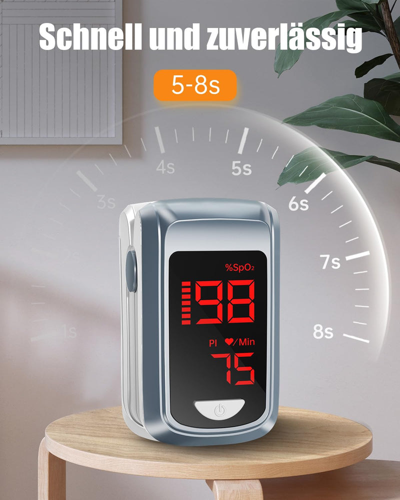 HOLFENRY Bluetooth Pulse Oximeter Finger Oximeter with APP, Oxygen Saturation Meter Finger, Blood Oxygen Meter Finger for Heart Rate, Free APP (Gray) Grey - NewNest Australia
