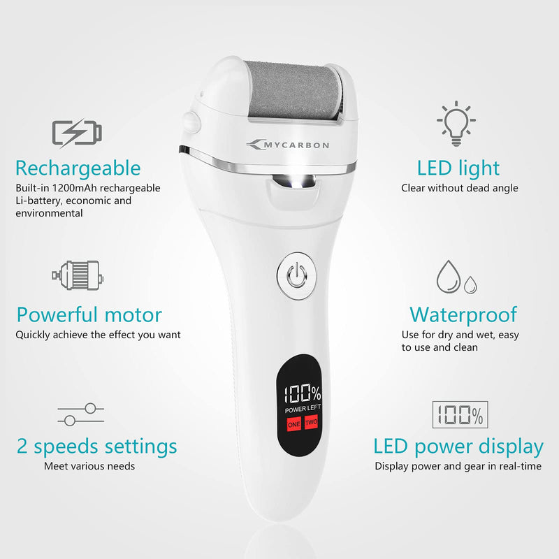 Mycarbon Electric Callus Remover With Led Display, 1200 Mah Rechargeable Electric Callus Remover With 2 Replacement Rollers Ipx5 Waterproof Callus Slicer Foot Care Device Pedicure Set - NewNest Australia