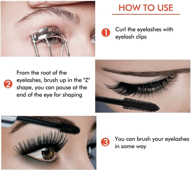 2 in 1 4D Silk Fiber Eyelash Mascara,Extra Long Thick & Voluminous Lash Mascara, Clump-Free,Long Lasting, Waterproof & Smudge-Proof,Natural Eye Makeup - NewNest Australia