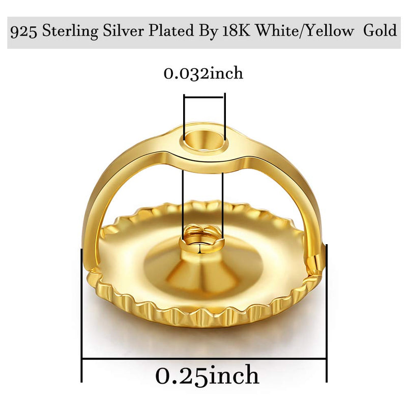 3 Pairs Screw Earring Backs for Studs, 14K Gold Plated 925 Silver Secure Locking Hypoallergenic Screw Earring Backs Replacement,Screw Backs Fit forThreaded Post 0.032"(6mm) Gold 3 Pairs - NewNest Australia