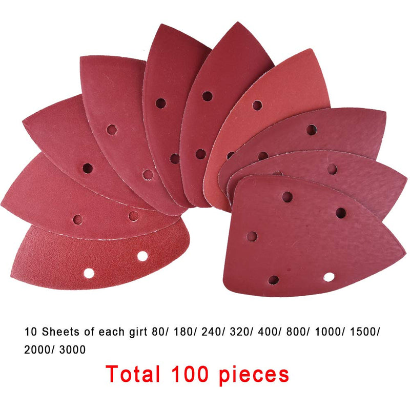 AUSTOR 100 Pieces Mouse Detail Sander Sandpaper Palm Sanding Sheets Hook and Loop Assorted 80/180/ 240/320/ 400/800/ 1000/1500/ 2000/3000 Grits - NewNest Australia