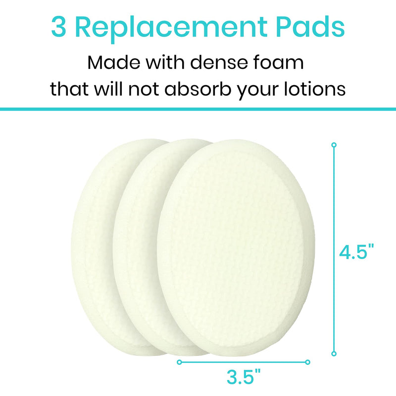 Vive Back Lotion Applicator - Long Reach Handle Washer Scrubber w/Pad for Easy Self Application of Shower Body Wash, Skin Cream, Sunscreen, Self Tanner and Aloe - Men and Women (3 Replacement Pads) Padded Brush   3 Pads - NewNest Australia