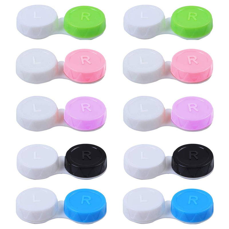 Jinlaili 20PCS Travel Contact Lens Cases, Portable Contact Lens Travel Kit Case, Mini Box Container Contact Lens Holder, Contact Lens Soaking Storage Case with L and R Caps - Green Blue Black Pink - NewNest Australia