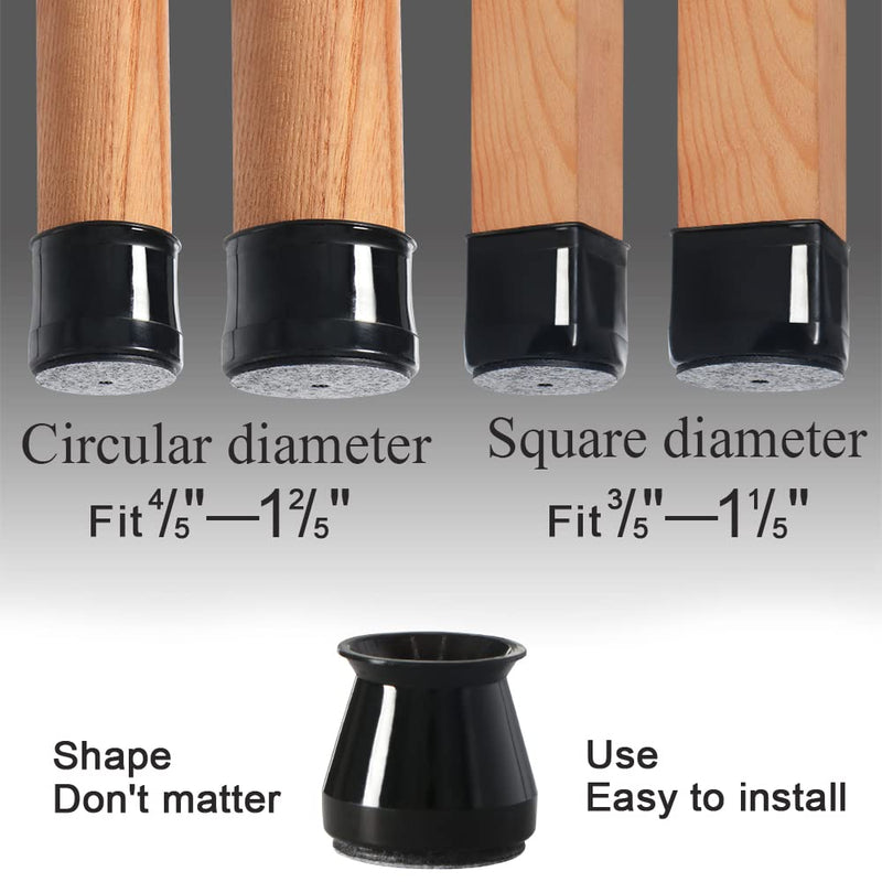 20 Pack Small Chair Leg Floor Protectors Silicone Covers to Protect Floors Felt Bottom Furniture Leg Non Slip Protector Pads Caps to Scratches and Reduce Noise Covers(Small-Black) S (Fit 0.8"-1.5") Black-20 Pcs - NewNest Australia