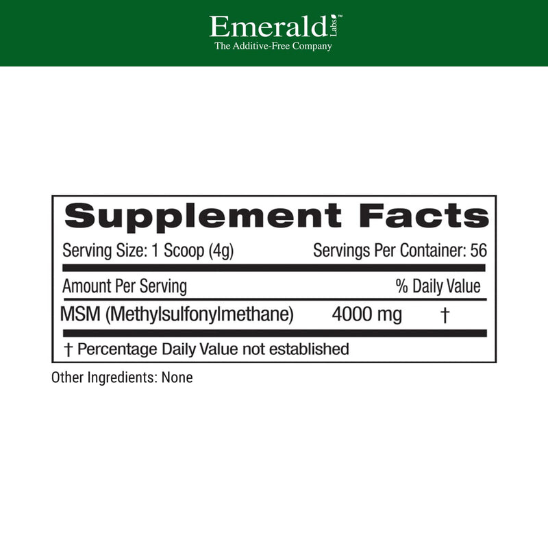 Emerald Labs MSM Powder 4,000 mg - Joint Support for Aches and Pains, Anti-Inflammatory, Stress Relief Support, Digestive System Support, Allergy Relief - 8 oz - NewNest Australia