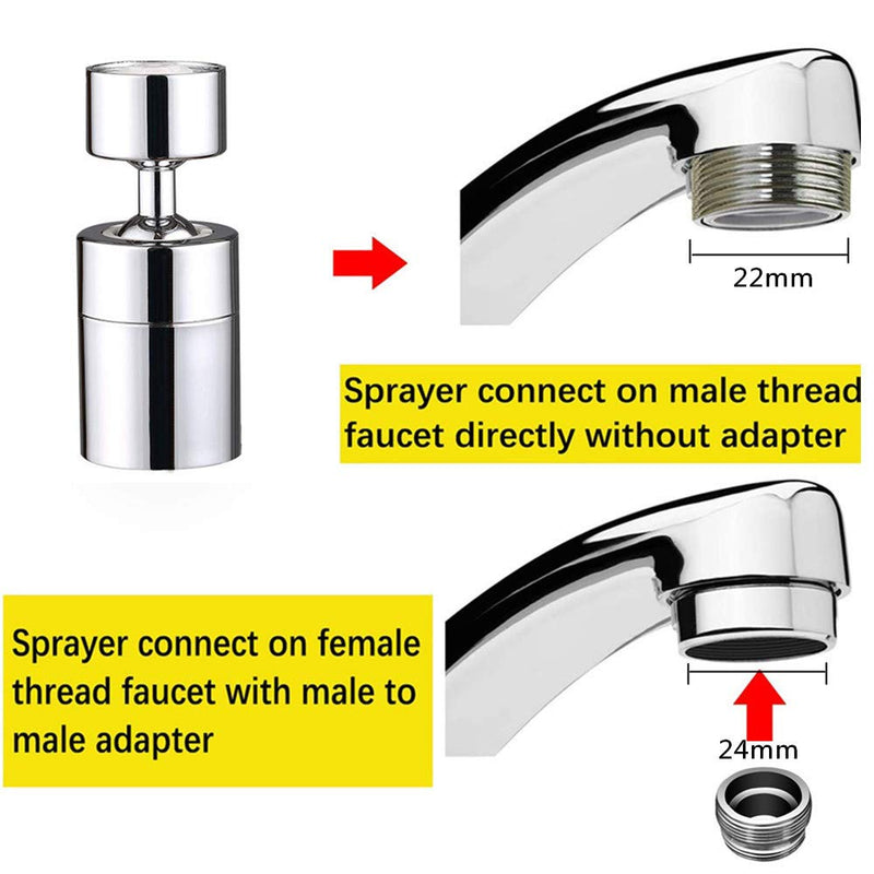 360 Degree Swivel Sink Faucet Aerator,2-FlowBig Angle Water Saving Dual Function,with Gasket Faucet Replacement Part - 55/64 Inch-27UNS Female Thread, 15/16 Inch-27UNS Male Thread Adapters large angle - NewNest Australia