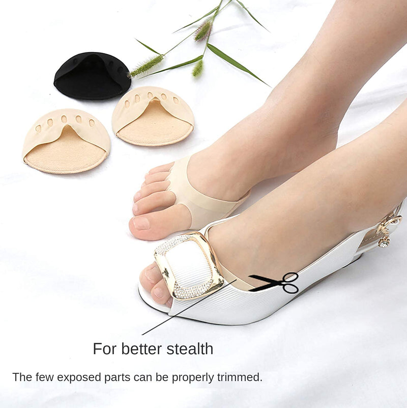 Foot Pads(3pairs) Reusable Soft Ball of Foot Cushions Forefoot Pads for Women Prevention Pain Relief Honeycomb Fabric Foot Pads Toe Socks, 5 Toes, Sweat Absorbent, Non-Slip, Foot Cover, Inner Socks Black White Apricot - NewNest Australia