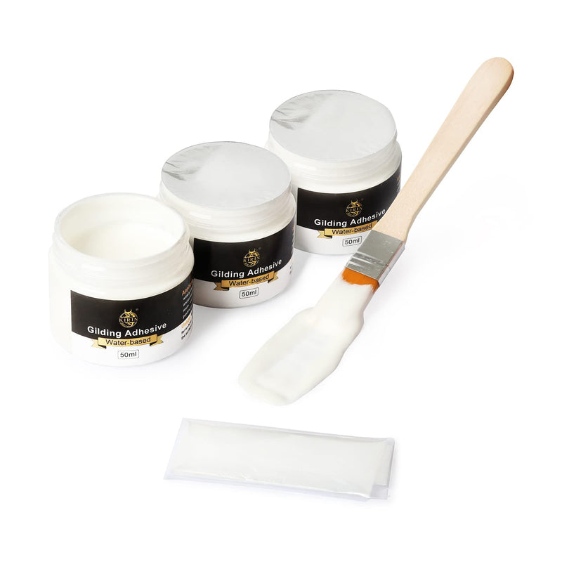 Gilding Adhesive, 50ml 3 Bottles for Gold Leaf Epoxy Resin Water Based Glue（Brush + Gloves as Gift) 150ml Glue - NewNest Australia