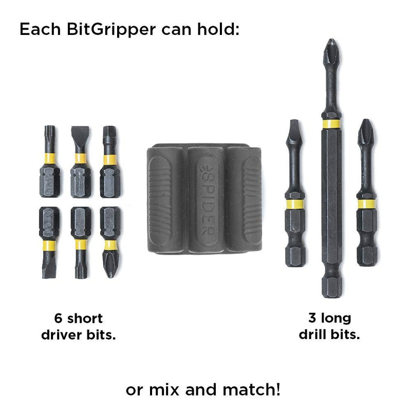 Spider Tool Holster - BitGripper v2 - PACK OF TWO - Carry up to six driver bits on the side of your power drill or driver! - NewNest Australia