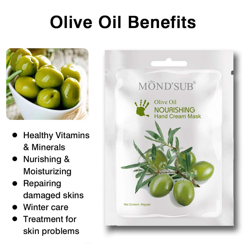 [MOND'SUB] 5 Pairs Mineral Olive Oil Moisturizing Hand Masks | Moisturizer Hands Mask for Women & Men | Premium Hydrating Gloves for Dry Hands & Damaged Skins With Rich Vitamin E and A - NewNest Australia