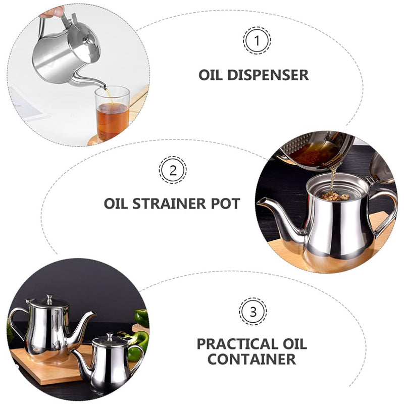 Oil Pot Dispenser Bottle Container: Oil Strainer Pot Grease Storage Can with Fine Mesh Strainer Liquor Bottle for Kitchen Cooking Frying Oil Fat Grease Keeper - NewNest Australia