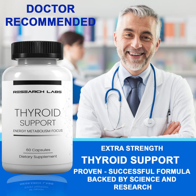 Research Labs Thyroid Support + Iodine Supplement - Energy, Metabolism, Focus (60 Capsules) - 2 Pack. New Label, Same Amazing Product! - NewNest Australia
