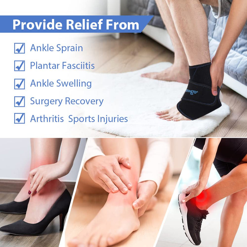 NEWGO Ankle Ice Pack Wrap Reusable Hot Cold Compress Foot Ice Pack for Plantar Fasciitis, Ankle Swelling, Ankle Injuries, Swollen Feet, Ankle Sprain, Post-Surgery Recovery Black B - NewNest Australia